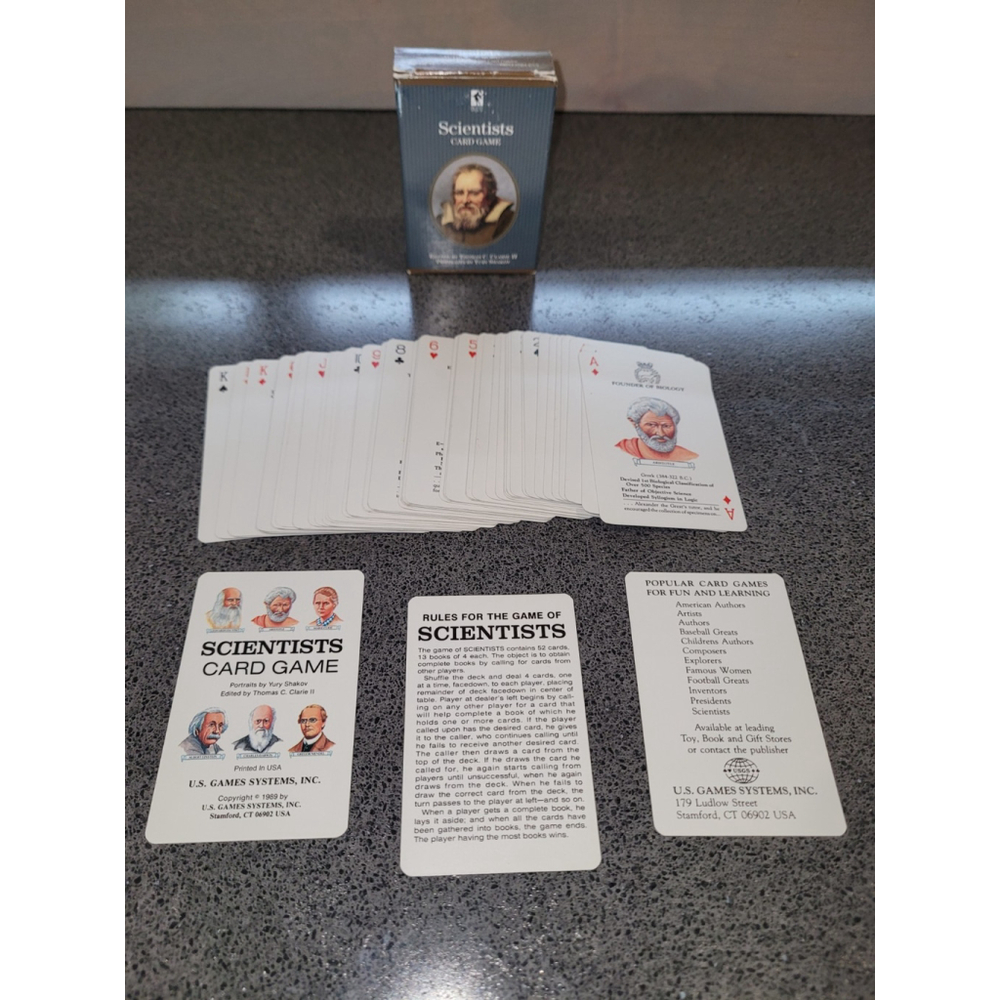 Vintage Scientists Card Game 1989 U.S. Games Systems Educational Portrait Deck